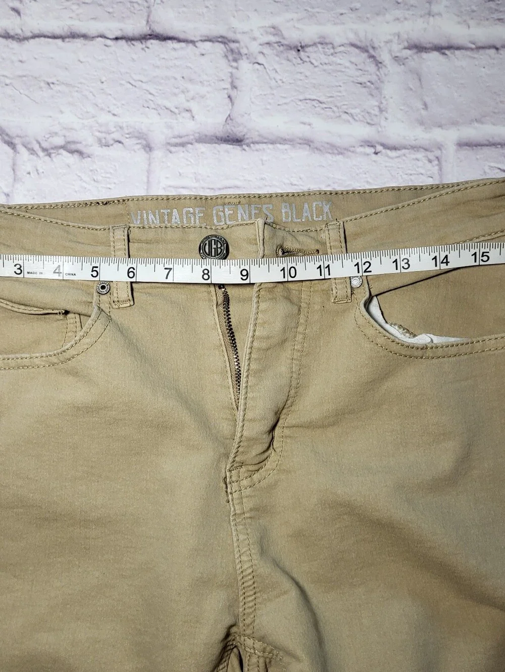 VGB Vintage Genes Black Mens Comfort Jeans Khaki Tan 30x32 Stretchy Terry Denim